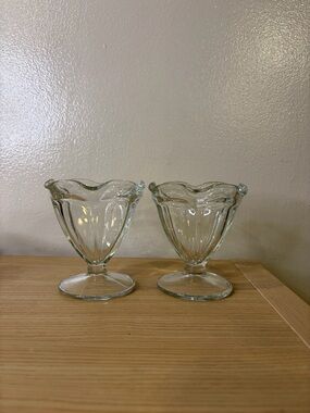Vintage Ice Cream Parlor Clear Glass Tulip Dessert Cups - Classic Home Accents